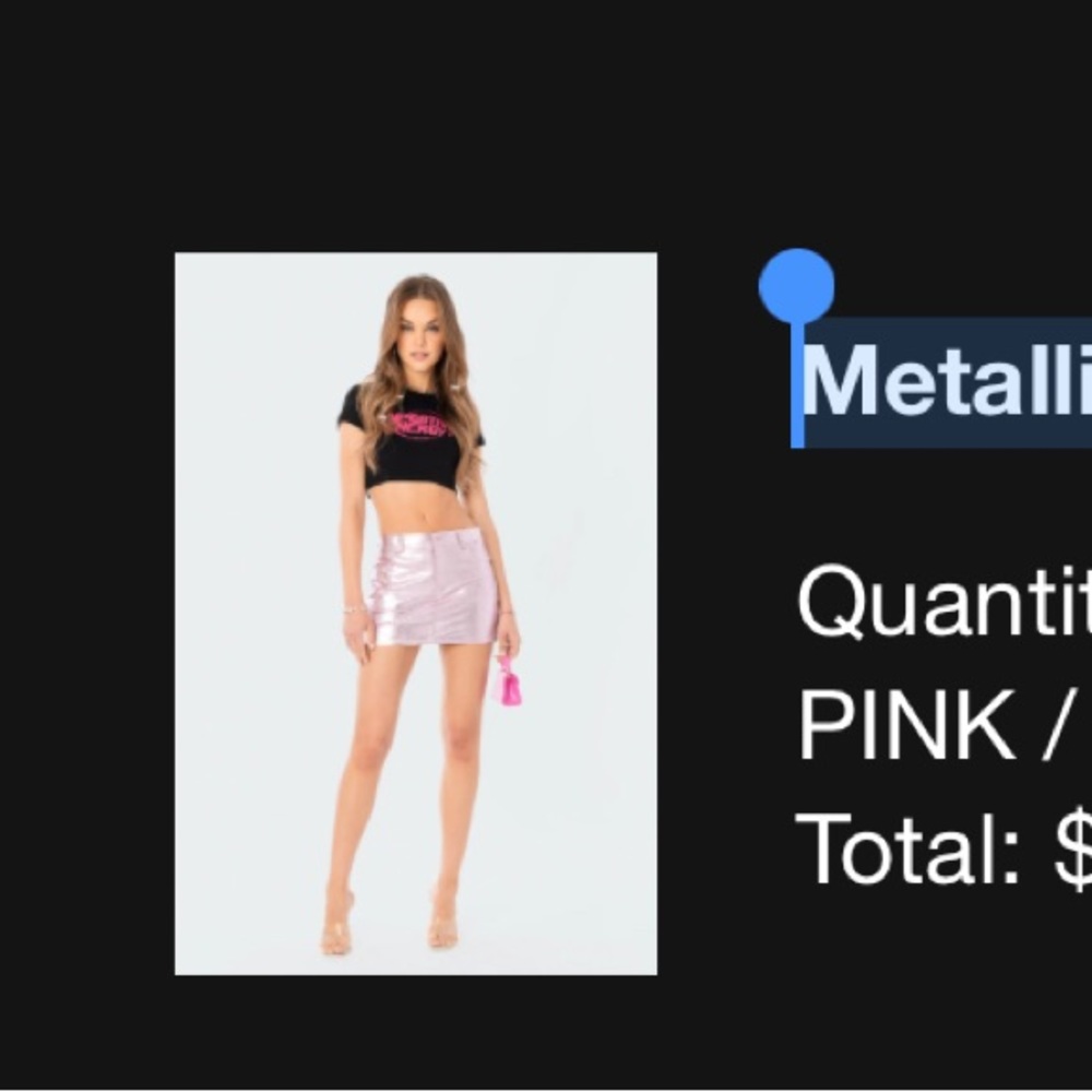 Edikted Metallic Faux Leather Skirt in Pink - XS